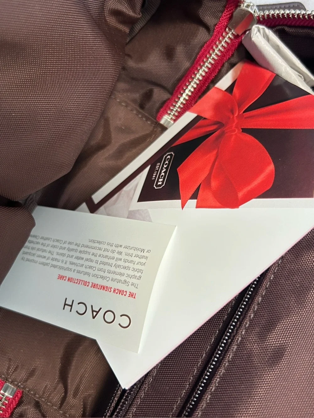 Coach Red Toiletries Bag Leather Accents and Handles - Picture 9 of 12